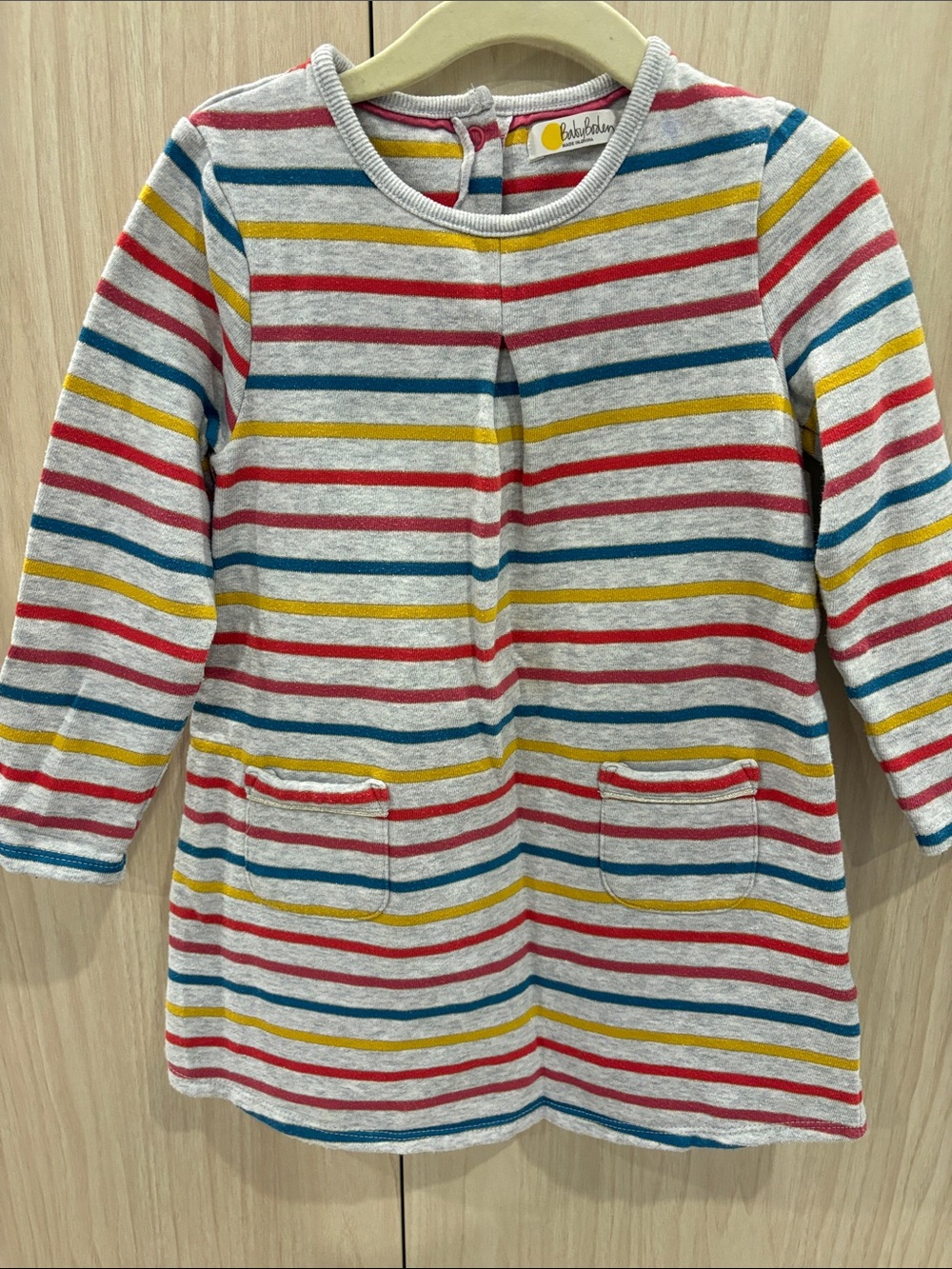 Baby Boden Long-Sleeve Striped Sweatshirt Dress